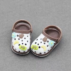 Labubu Croc Type Shoes with Charms - Tan & White